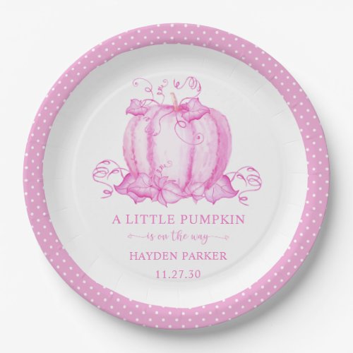 Little Pumpkin Girl Baby Shower Paper Plate