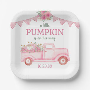 Little Pumpkin Girl Baby Shower Paper Plates