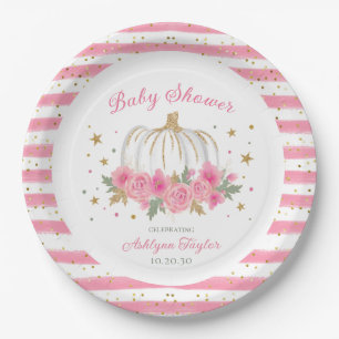 Little Pumpkin Girl Baby Shower Paper Plates