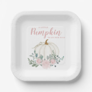 Little Pumpkin Girl Baby Shower Paper Plates