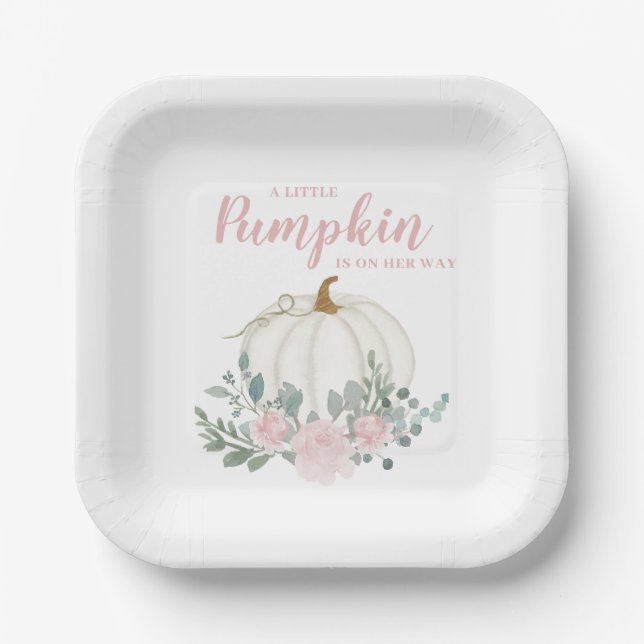 Little Pumpkin Girl Baby Shower  Paper Plates (Front)