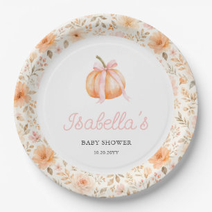 Little Pumpkin Girl Baby Shower Paper Plates