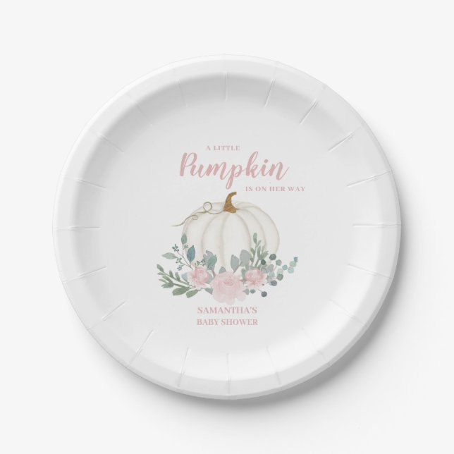 Little Pumpkin Girl Baby Shower  Paper Plates (Front)