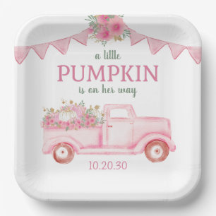 Little Pumpkin Girl Baby Shower Paper Plates