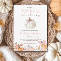 Little Pumpkin Girl Baby Shower Pink Bow