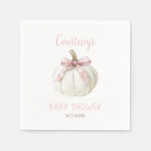 Little Pumpkin Girl Baby Shower Pink Bow Napkins