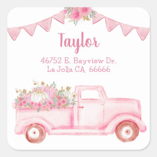 Little Pumpkin Girl Baby Shower Return Address Square Sticker