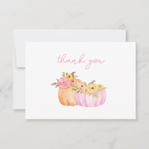 Little Pumpkin Girl Baby Shower Thank You Card