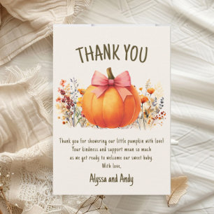 Little Pumpkin Girl Baby Shower Thank You Card