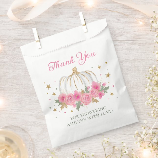 Little Pumpkin Girl Baby Shower Thank You Favor Bag (Clipped)