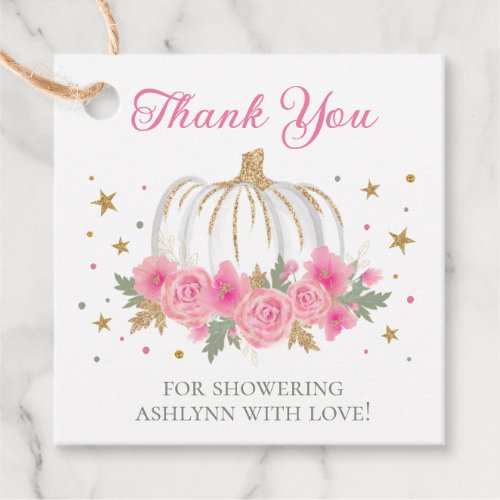 Little Pumpkin Girl Baby Shower Thank You Favor Tags