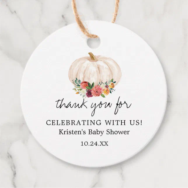 Little Pumpkin Girl Baby Shower Thank You Favor Tags | Zazzle