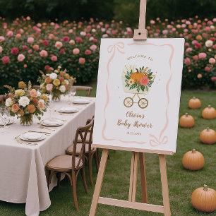 Little Pumpkin Girl Baby Shower Welcome Sign