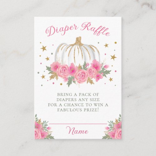 Little Pumpkin Girl Baby Sprinkle Diaper Raffle Enclosure Card