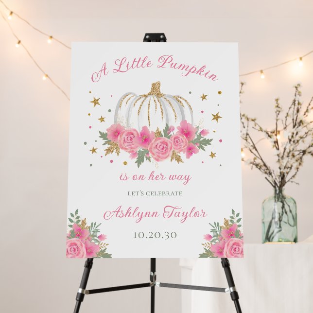 Little Pumpkin Girl Baby Sprinkle Welcome Foam Board (In Situ (Stand))