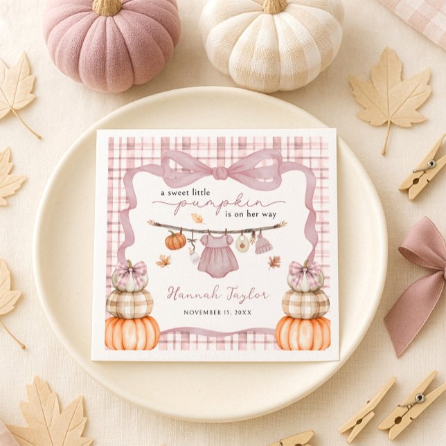 Little Pumpkin Girl Clothes Fall Baby Shower Napkins (Creator Uploaded)