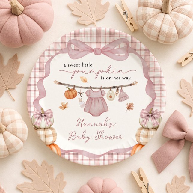 Little Pumpkin Girl Clothes Fall Baby Shower Paper Plates (Creator Uploaded)