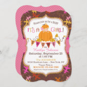 Little Pumpkin Girl Fall Leaves Baby Shower Invitation (Front/Back)