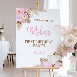 Little Pumpkin Girl First Birthday Welcome Sign