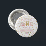 Little Pumpkin Girls 1st Birthday Button<br><div class="desc">These cute pumpkin buttons are perfect for anyone celebrating a first Birthday this fall time. The design features a hand painted watercolor pumpkin on a simple white background with easy to personalize template wording. Matching party items can be found in the collection.</div>
