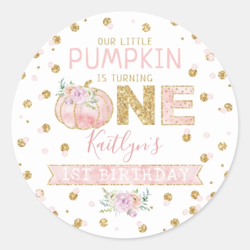 Little Pumpkin Girls 1st Birthday Classic Round Sticker