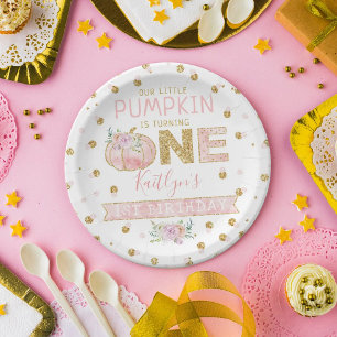 Little Pumpkin Girls 1st Birthday Paper Plates