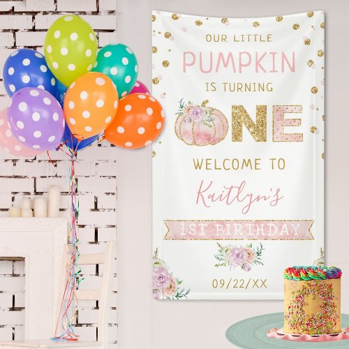 Little Pumpkin Girls 1st Birthday Welcome Banner