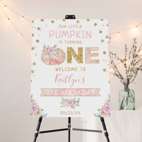 Little Pumpkin Girls 1st Birthday Welcome Sign