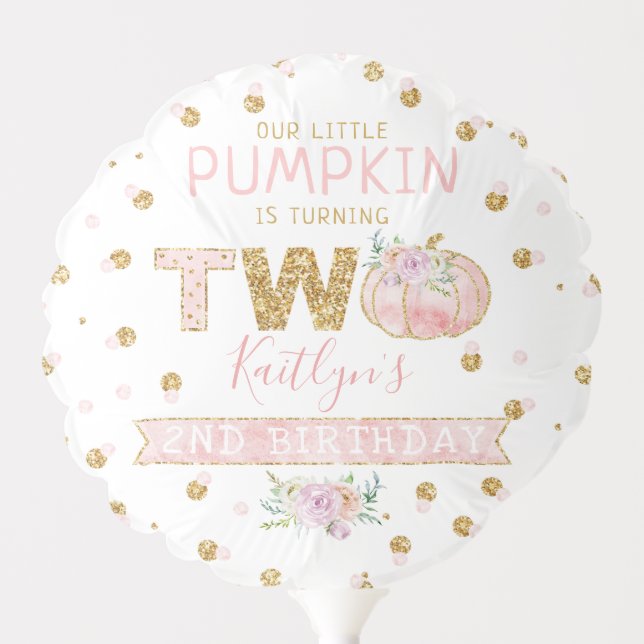 Little Pumpkin Girls 2nd Birthday Balloon (Front)