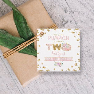 Little Pumpkin Girls 2nd Birthday Favor Tags