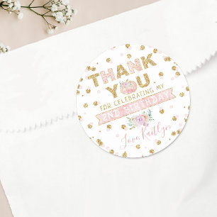 Little Pumpkin Girls 2nd Birthday Thank You Classic Round Sticker