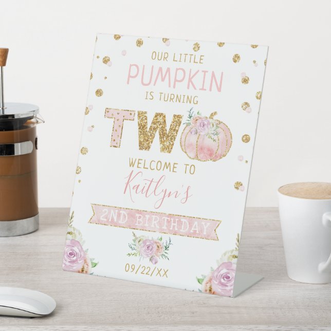 Little Pumpkin Girls 2nd Birthday Welcome Sign (In SItu)