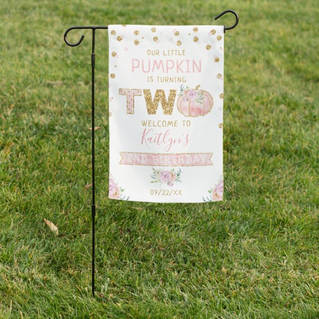 Little Pumpkin Girls 2nd Birthday Welcome Sign (In SItu)