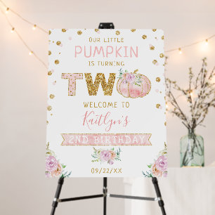 Little Pumpkin Girls 2nd Birthday Welcome Sign