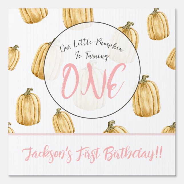 Little Pumpkin Girls Birthday Party Fall Yard Sign (Front)