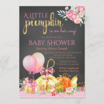 Little Pumpkin Girls Chalkboard Fall Baby Shower Invitation