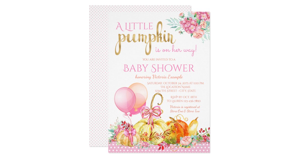 Girl Pumpkin Baby Shower Invitations 9