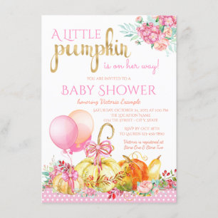 Little Pumpkin Girls Fall Baby Shower Invitations