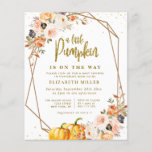 little pumpkin gold blush floral baby shower invit<br><div class="desc">A lovely geometric design with lovely faux gold glitter script and gold and blush autumn watercolor flowers with pumpkin illustrations . The text and colors can be personalized.</div>