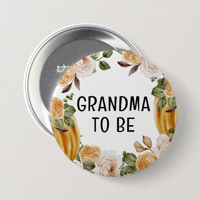 Little Pumpkin Grandma to Be Fall Baby Shower Button (Front & Back)