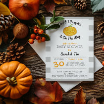 Little Pumpkin Gray and Orange Small Baby Shower Invitation