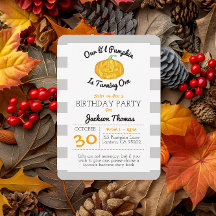 Little Pumpkin Gray Stripe Child Birthday Small