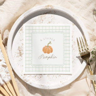 Little Pumpkin Green Gingham Baby Shower Napkins