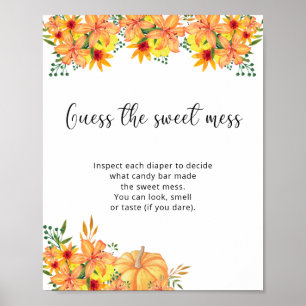 little pumpkin guess the sweet mess baby shower poster