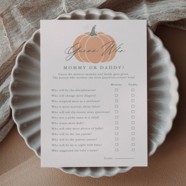 Little Pumpkin Guess Who Baby Shower Game Invitation (Guess Who Little Pumpkin Baby Shower Games.)