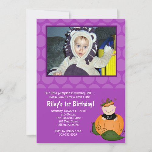 Little Pumpkin Halloween 5x7 Photo Birthday Invitation