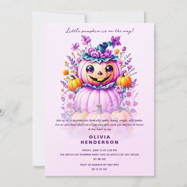 Little Pumpkin Halloween Baby Shower Invitation (Front)