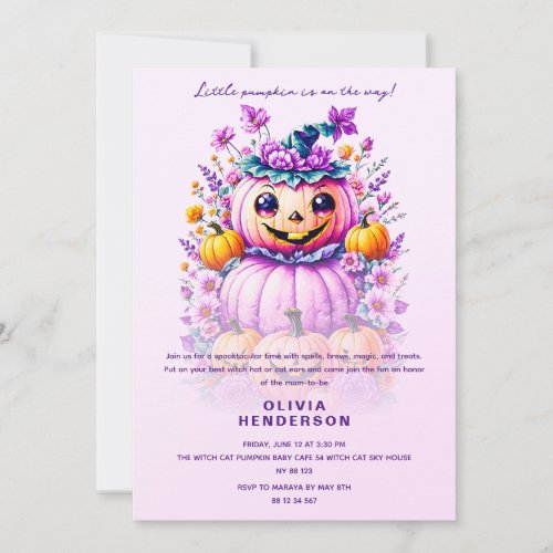 Little Pumpkin Halloween Baby Shower Invitation