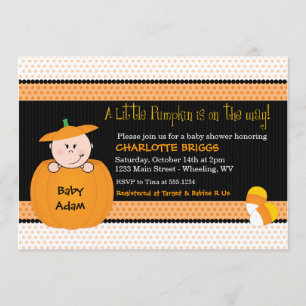 Little Pumpkin Halloween Baby Shower Invitations