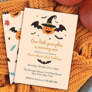 Little Pumpkin Halloween Birthday Invitation